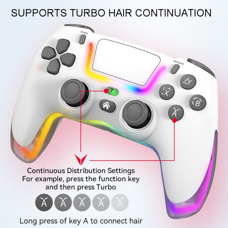 For PS4 Dazzle Color Light Wireless Bluetooth Grip(White) - Gamepads by PMC TechLife | Online Shopping South Africa | PMC TechLife