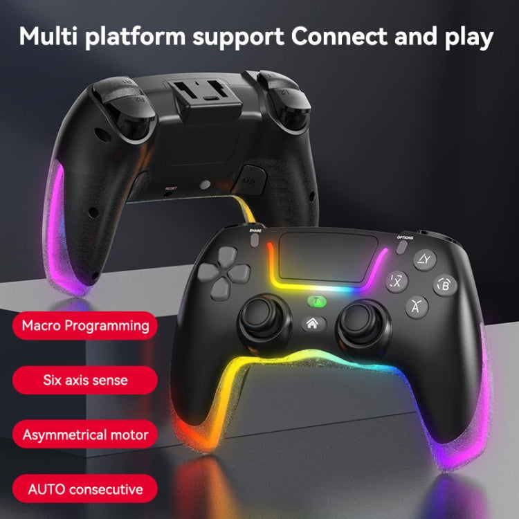 For PS4 Dazzle Color Light Wireless Bluetooth Grip(Black) - Gamepads by PMC Jewellery | Online Shopping South Africa | PMC Jewellery