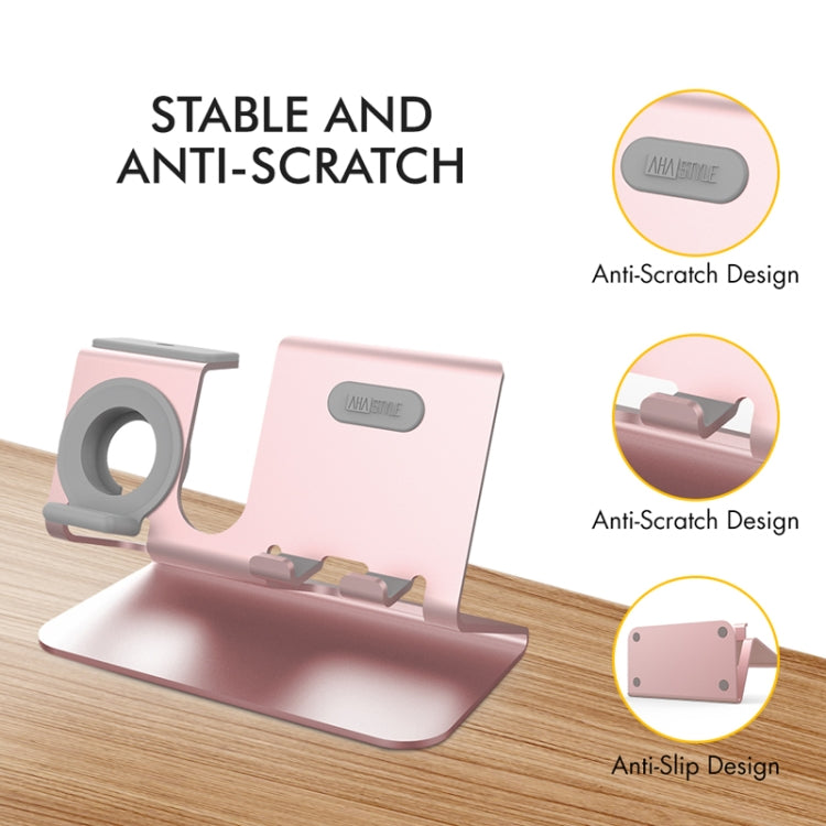For IPhone / AirPods / Apple Watch Series AhaStyle 3 In 1 Aluminum Alloy Stand(Rose Gold) - Desktop Holder by AhaStyle | Online Shopping South Africa | PMC TechLife | Buy Now Pay Later Mobicred