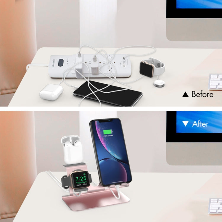 For IPhone / AirPods / Apple Watch Series AhaStyle 3 In 1 Aluminum Alloy Stand(Rose Gold) - Desktop Holder by AhaStyle | Online Shopping South Africa | PMC TechLife | Buy Now Pay Later Mobicred