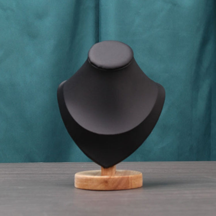 Solid Wood Small Size Portrait Necklace Display Stand Heart Shaped Necklace Counter Display Stand(Black) - Jewelry Storages by PMC Jewellery | Online Shopping South Africa | PMC Jewellery