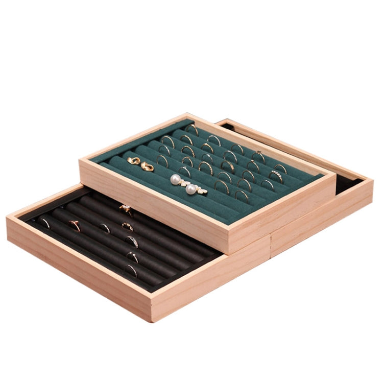 Solid Wooden Velvet Jewelry Display Tray Ring Earring Bracelet Storage And Organization Box, Specification: Small Dark Green - Jewelry Storages by PMC Jewellery | Online Shopping South Africa | PMC Jewellery