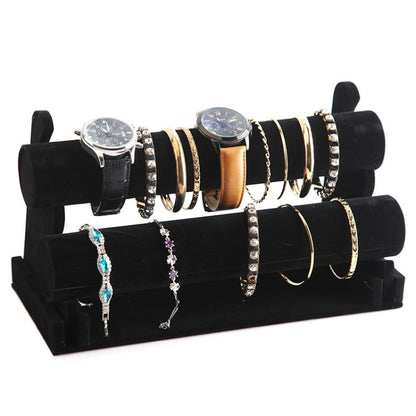 Detachable Velvet Bangle Bracelet Stand Watch Jewelry Display Rack, Style: Two Layer Black Velvet - Jewelry Storages by PMC Jewellery | Online Shopping South Africa | PMC Jewellery