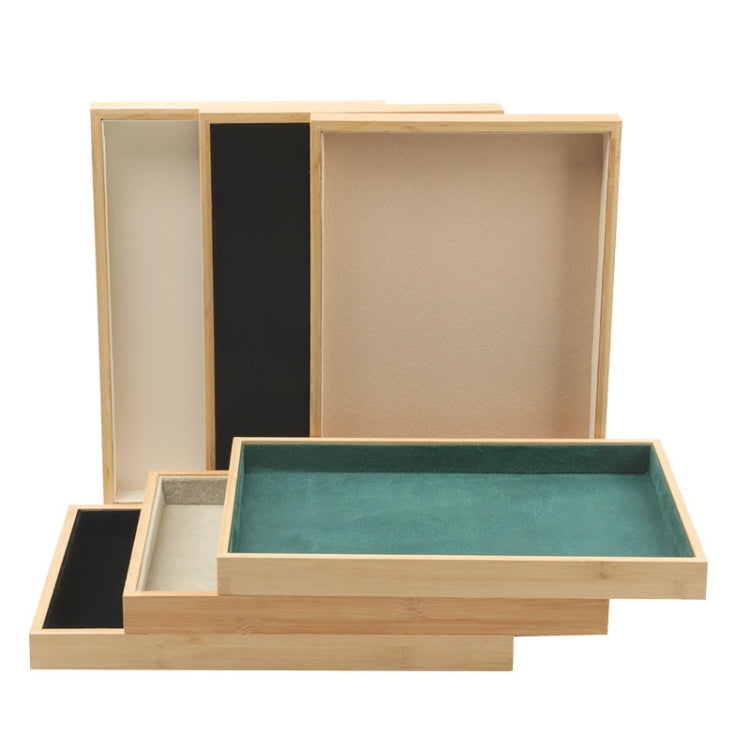 Bamboo Wood Velvet Multi-Functional Jewelry Display Tray Jewelry Storage Box Empty Tray, Style: Leather (White) - Jewelry Storages by PMC Jewellery | Online Shopping South Africa | PMC Jewellery