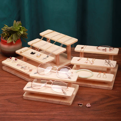 Solid Wood Splicing Eyeglasses Jewelry Display Stand Doll Hand Made Display Rack, Style: 3 Layers - Jewelry Storages by PMC Jewellery | Online Shopping South Africa | PMC Jewellery