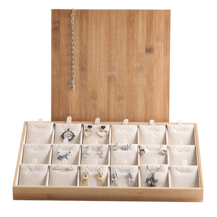 Bamboo Wooden Grid Liner Jewelry Display Tray Necklace Pendant Storage Tray Showcase, Style: 24 Grid Beige - Jewelry Storages by PMC Jewellery | Online Shopping South Africa | PMC Jewellery