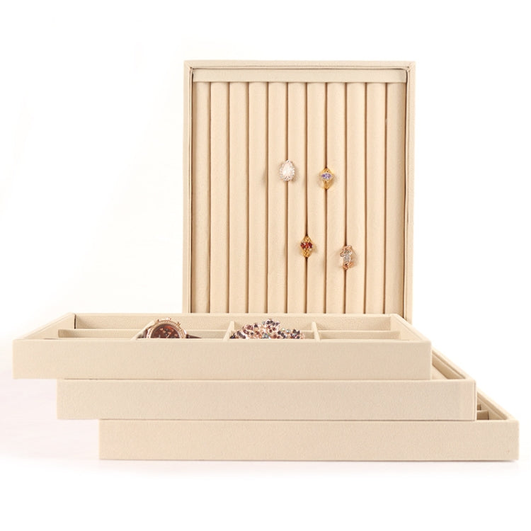 Suede Jewelry Storage Tray Necklace Pendant Bracelet Bangle Display Case, Size: Three-use Tray(Beige) - Jewelry Storages by PMC Jewellery | Online Shopping South Africa | PMC Jewellery