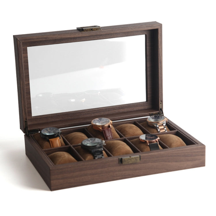 Wood Grain Leather Watch Display Box Watch Storage Case Jewelry Box, Style: 10 Digit Long - Watch Storages by PMC Jewellery | Online Shopping South Africa | PMC Jewellery