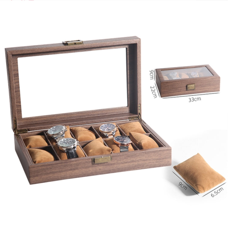 Wood Grain Leather Watch Display Box Watch Storage Case Jewelry Box, Style: 10 Digit Long - Watch Storages by PMC Jewellery | Online Shopping South Africa | PMC Jewellery