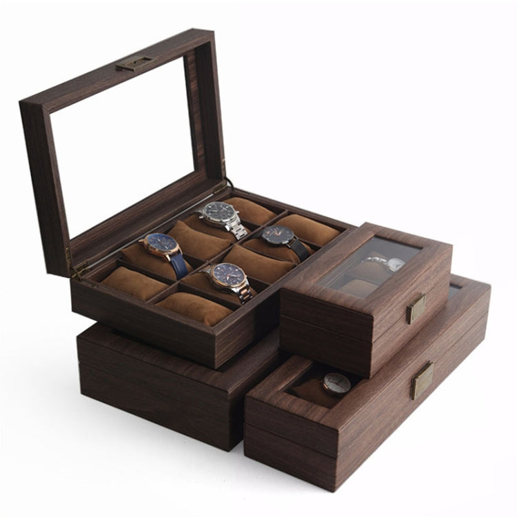 Wood Grain Leather Watch Display Box Watch Storage Case Jewelry Box, Style: 10 Digit Long - Watch Storages by PMC Jewellery | Online Shopping South Africa | PMC Jewellery