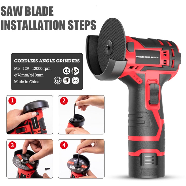 HILDA 12V 3 Inch Li-Ion Angle Grinder Home Cutting And Sanding Machine, EU Plug, Model: Carton Package With 2 Battery - free shipping - PMC TechLife - Order now!