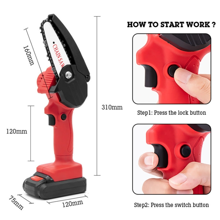 HILDA Rechargeable Cordless Mini Electrical Chain Saw Logging Tools Plastic Package, Model: EU Plug With 1 Battery Black - Electric Saws & Accessories by HILDA | Online Shopping South Africa | PMC Jewellery