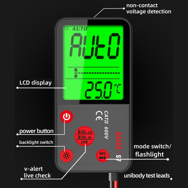 BSIDE ADMS7 Smart Thin Digital Multimeter Counts DC AC Voltmeter, Model: Standard Charging Model - free shipping - PMC TechLife - Order now!