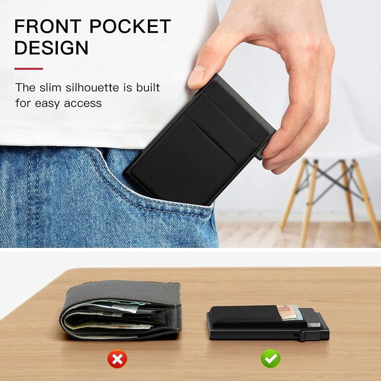 Slim Metal Wallet Pop Up Credit Card Holder RFID Blocking Men Business Card Clip(Silver) - free shipping - PMC TechLife - Order now!