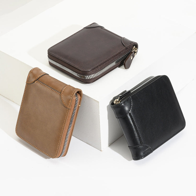RFID Anti-Theft Swipe Mens Wallet Multifunctional Zipper Wallet(Brown) - free shipping - PMC TechLife - Order now!