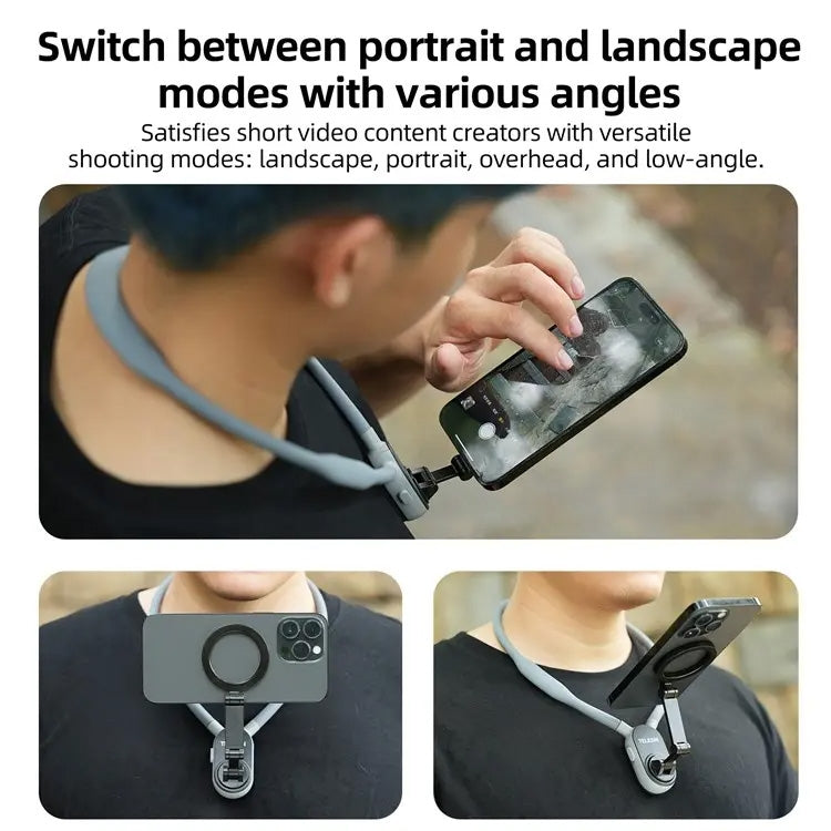 TELESIN Silicone Neck Mount Magnetic Selfie Stick Phone Neck Holder(Blue) - free shipping - PMC TechLife - Order now!