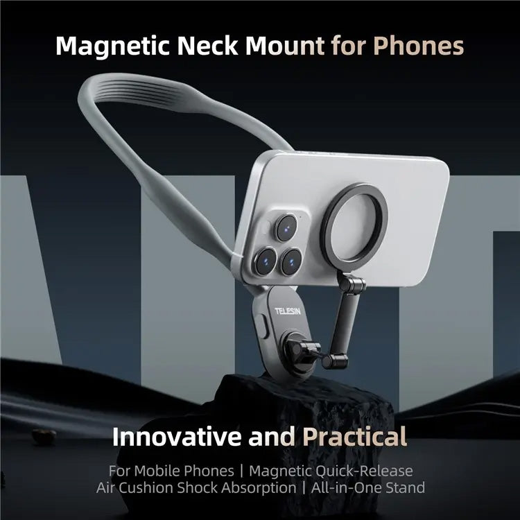 TELESIN Silicone Neck Mount Magnetic Selfie Stick Phone Neck Holder(Blue) - free shipping - PMC TechLife - Order now!