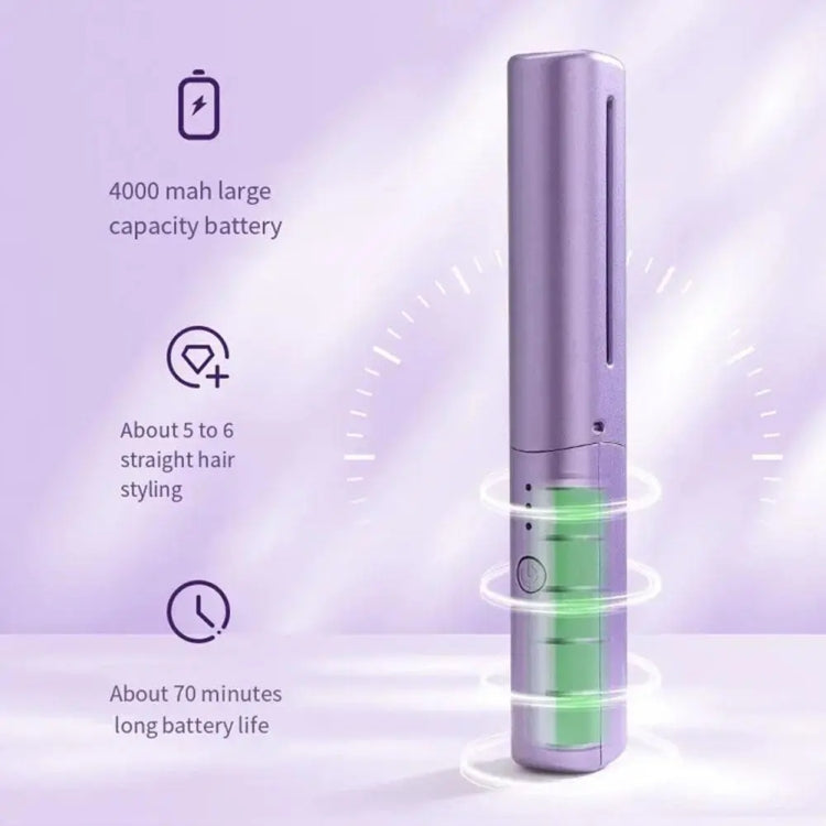 2 In 1 Portable USB Rechargeable Hair Curler Dual Usage Hair Straightening Comb(Purple) - free shipping - PMC TechLife - Order now!