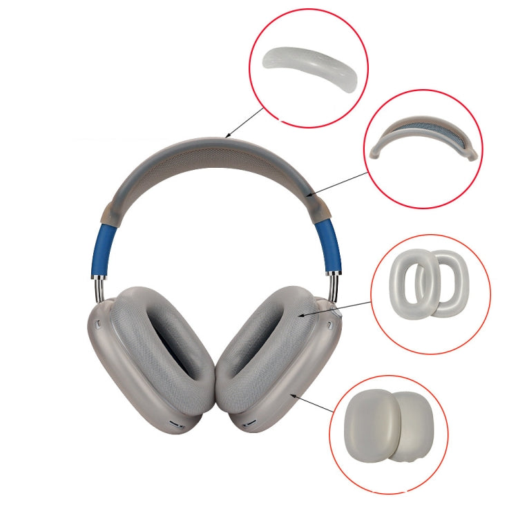 For AirPods Max Headphones 4-in-1 Silicone Replacement Cover Kit(Transparent Black) - Earmuff & Pad by PMC TechLife | Online Shopping South Africa | PMC TechLife | Buy Now Pay Later Mobicred