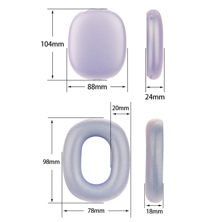 For AirPods Max Headphones 4-in-1 Silicone Replacement Cover Kit(Transparent Black) - Earmuff & Pad by PMC TechLife | Online Shopping South Africa | PMC TechLife | Buy Now Pay Later Mobicred