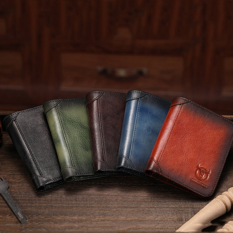 Bull Captain Men Wallet First-layer Cowhide Coin Clip RFID Retro Vertical ID Holder(Brown) - Antimagnetic RFID Package by Bull Captain | Online Shopping South Africa | PMC TechLife | Buy Now Pay Later Mobicred