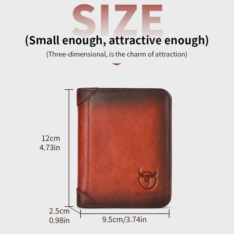 Bull Captain Men Wallet First-layer Cowhide Coin Clip RFID Retro Vertical ID Holder(Brown) - Antimagnetic RFID Package by Bull Captain | Online Shopping South Africa | PMC TechLife | Buy Now Pay Later Mobicred