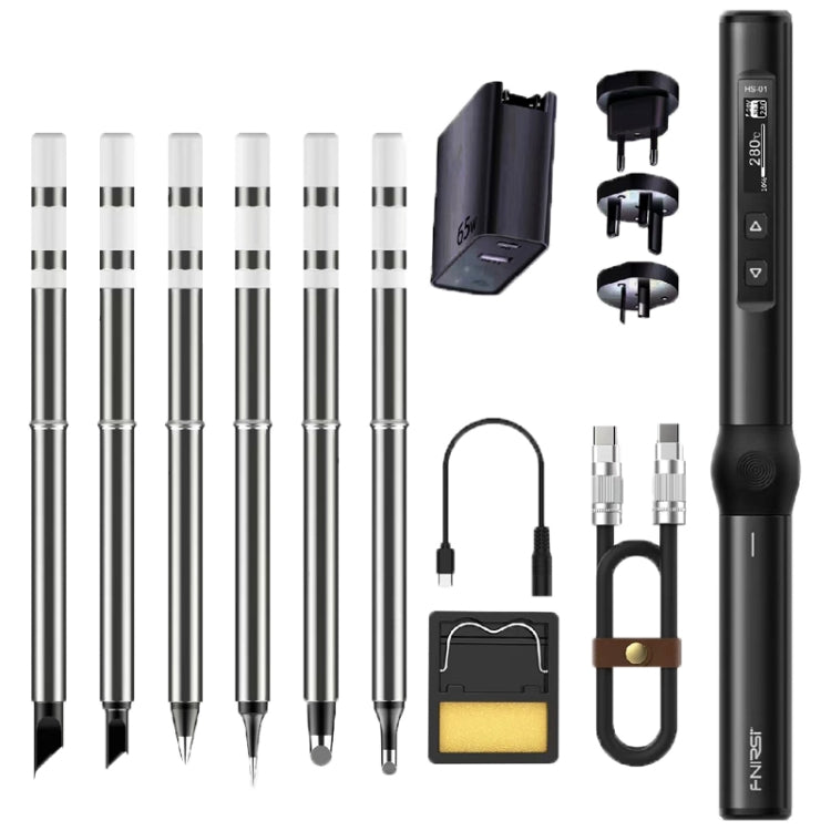 FNIRSI 14pcs/ Set Mini Soldering Station Digital Display Constant Temperature Smart Soldering Iron, Color: Black 6 Head With Power Supply - free shipping - PMC TechLife - Order now!