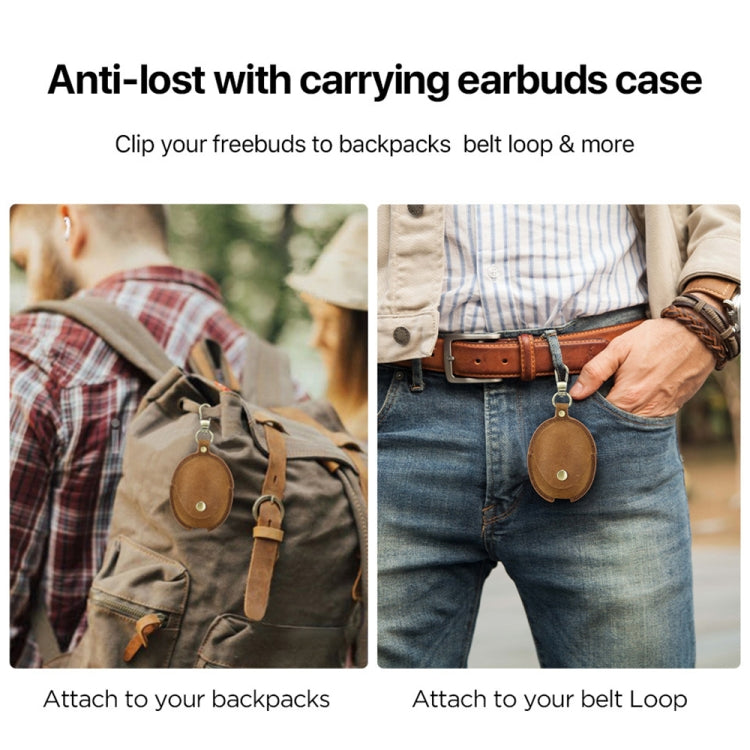 For Huawei FreeBuds 5 CONTACTS FAMILY CF1170 Cowhide Anti-Fall Bluetooth Earphone Protective Case(Brown) - free shipping - PMC TechLife - Order now!