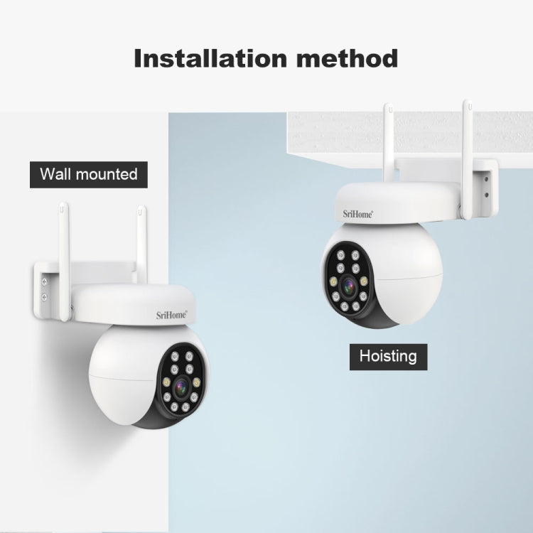 SriHome SH052 Wifi 5MP Wireless PTZ IP AI Auto Tracking Sound&Light Alarm Starlight Color Night Vision Outdoors Surveillance Camera, Plug: EU - free shipping - PMC TechLife - Order now!
