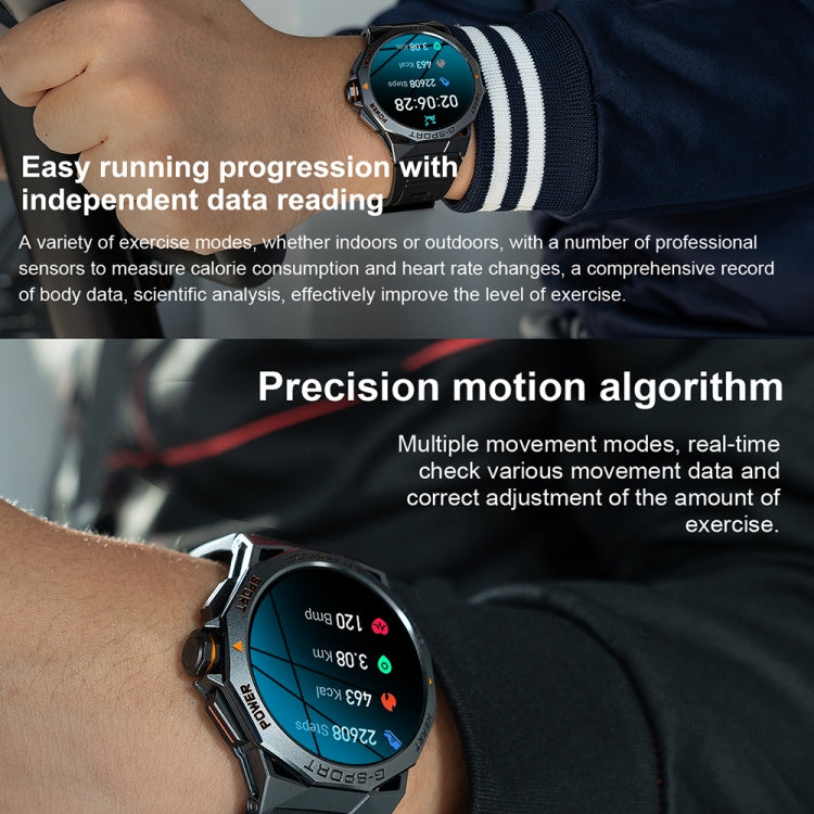 K62 1.43 Inch Waterproof Bluetooth Call Weather Music Smart Sports Watch, Color: Silver Three-bead Steel - free shipping - PMC TechLife - Order now!