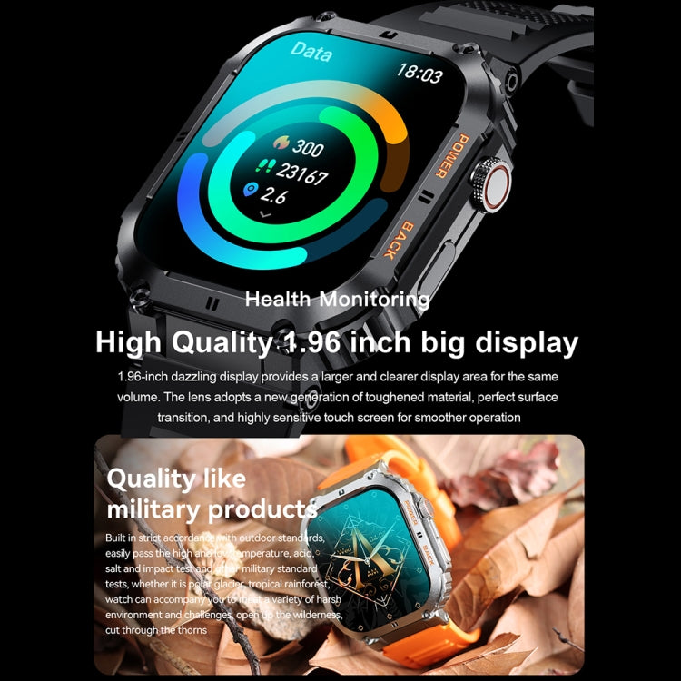 K57 Pro 1.96 Inch Bluetooth Call Music Weather Display Waterproof Smart Watch, Color: Black - free shipping - PMC TechLife - Order now!