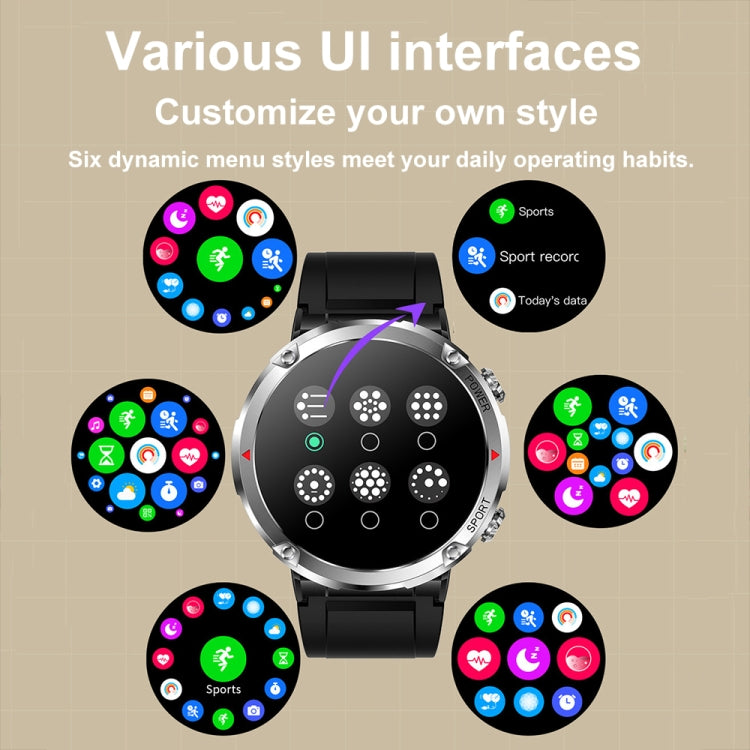 T30 1.6-inch Outdoor Sports Waterproof Smart Music Bluetooth Call Watch, Color: Black Steel+Silicone - free shipping - PMC TechLife - Order now!