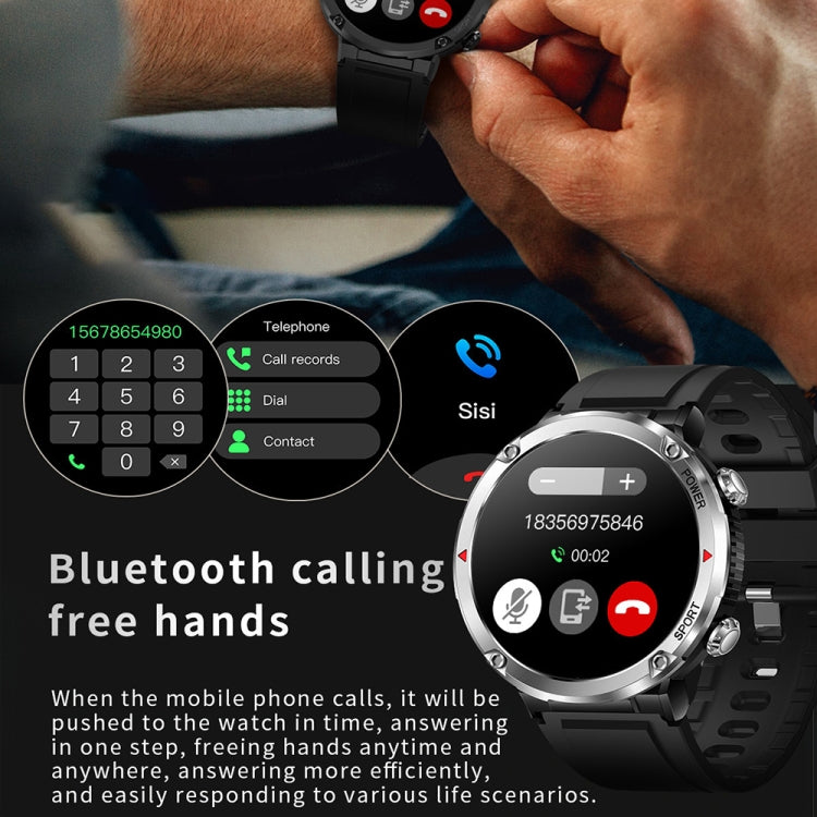 T30 1.6-inch Outdoor Sports Waterproof Smart Music Bluetooth Call Watch, Color: Black Steel+Silicone - free shipping - PMC TechLife - Order now!