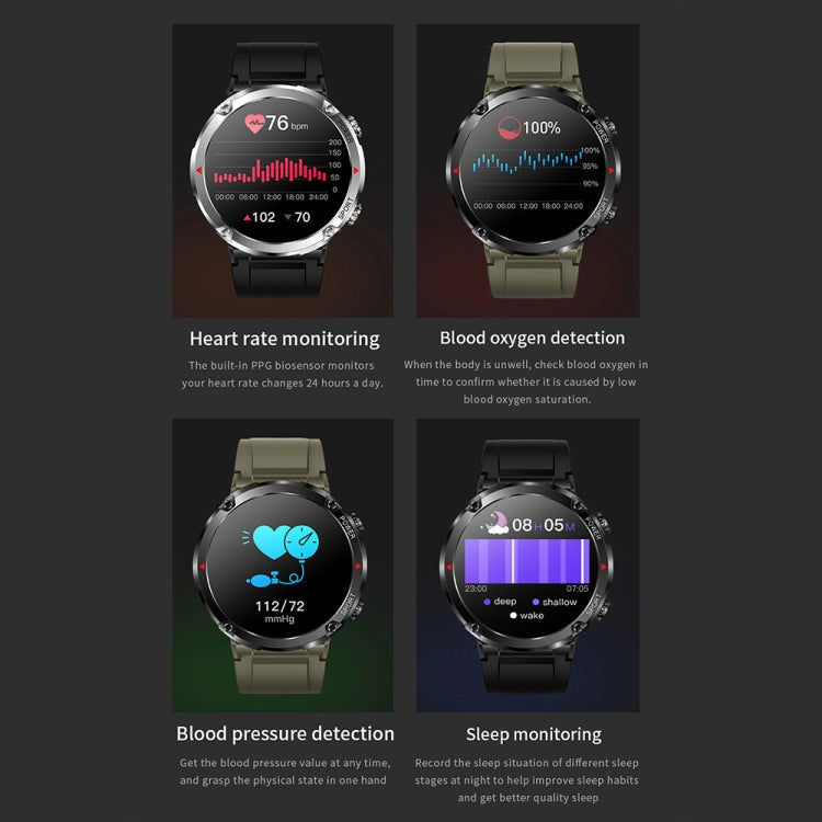 T30 1.6-inch Outdoor Sports Waterproof Smart Music Bluetooth Call Watch, Color: Black Steel+Silicone - free shipping - PMC TechLife - Order now!