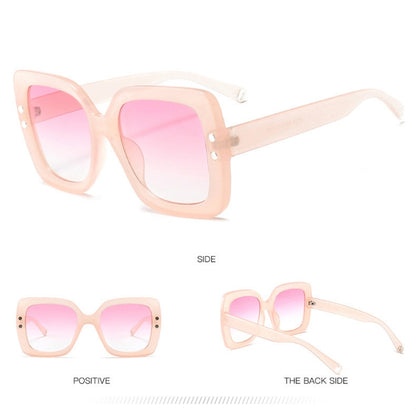 2 PCS Oversized Sunglasses Women Luxury Transparent Gradient Sun Glasses Big Frame Vintage Eyewear UV400 Glasses(Pink) - Sunglasses by PMC Jewellery | Online Shopping South Africa | PMC Jewellery