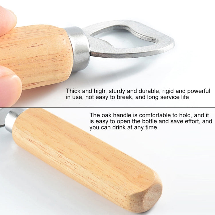 2 PCS Stainless Steel Beer Bottle Opener with Rubber Wood Handle Creative Gift Soda Bottle Driver - free shipping - PMC TechLife - Order now!