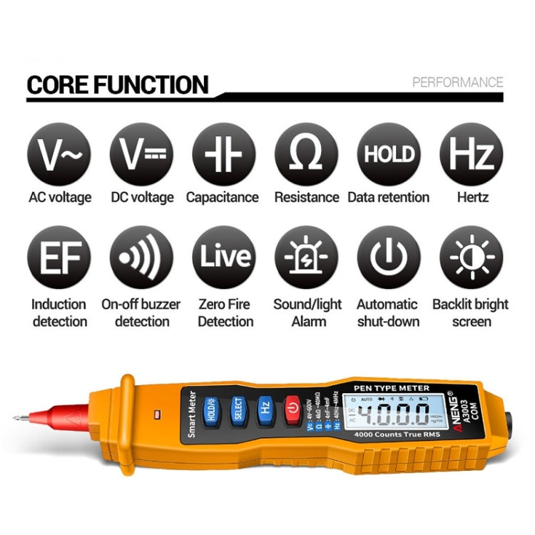 ANENG A3003 Multi-Function Pen-Type High-Precision Smart Multimeter(Orange) - free shipping - PMC TechLife - Order now!