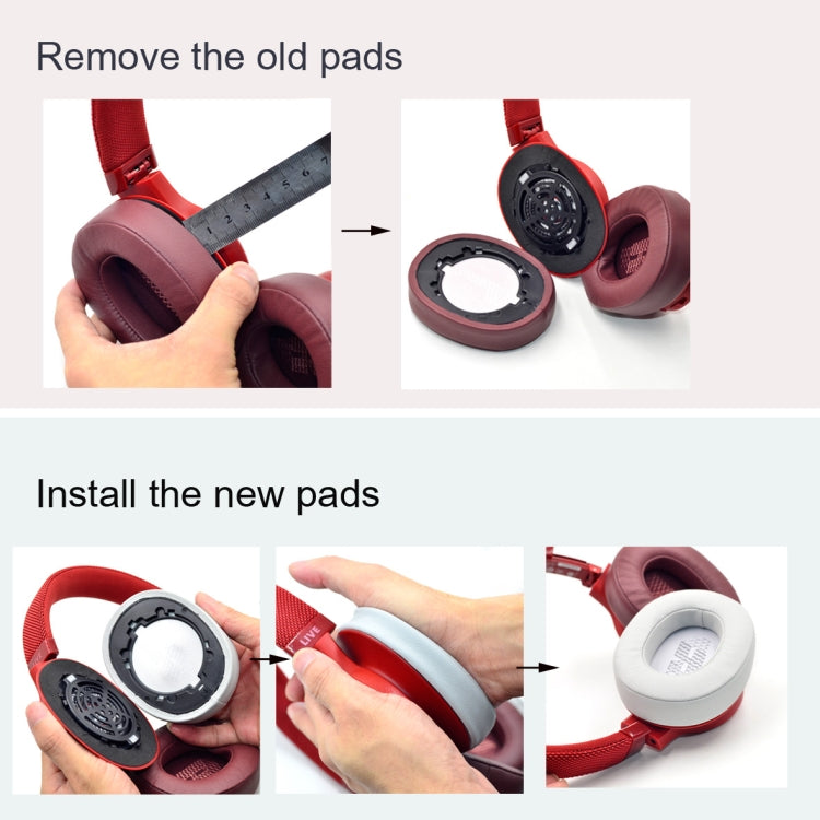 2 PCS For JBL Live 500BTNC Headphone Sponge Sleeve Earmuffs(Brick Red) - Earmuff & Pad by PMC TechLife | Online Shopping South Africa | PMC TechLife | Buy Now Pay Later Mobicred