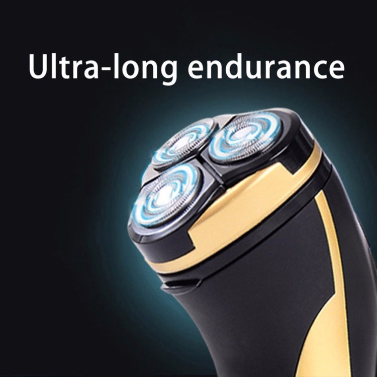 3 Blades Rotating Electric Shavers Men Rechargeable Razor with LED Lighting Function(Gold) - Electric Shavers by PMC Jewellery | Online Shopping South Africa | PMC Jewellery