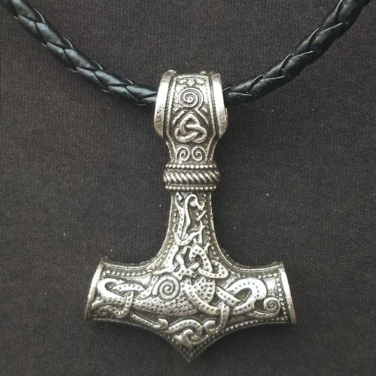 Thor's Hammer Necklace With Wolf Chain Stainless Steel - Northlord