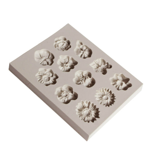 2 PCS Fondant Cake Silicone Mold Chocolate Mold DIY Trumpet Flower Sun Flower Baking Decoration(Gray) - Food Molds by PMC Jewellery | Online Shopping South Africa | PMC Jewellery