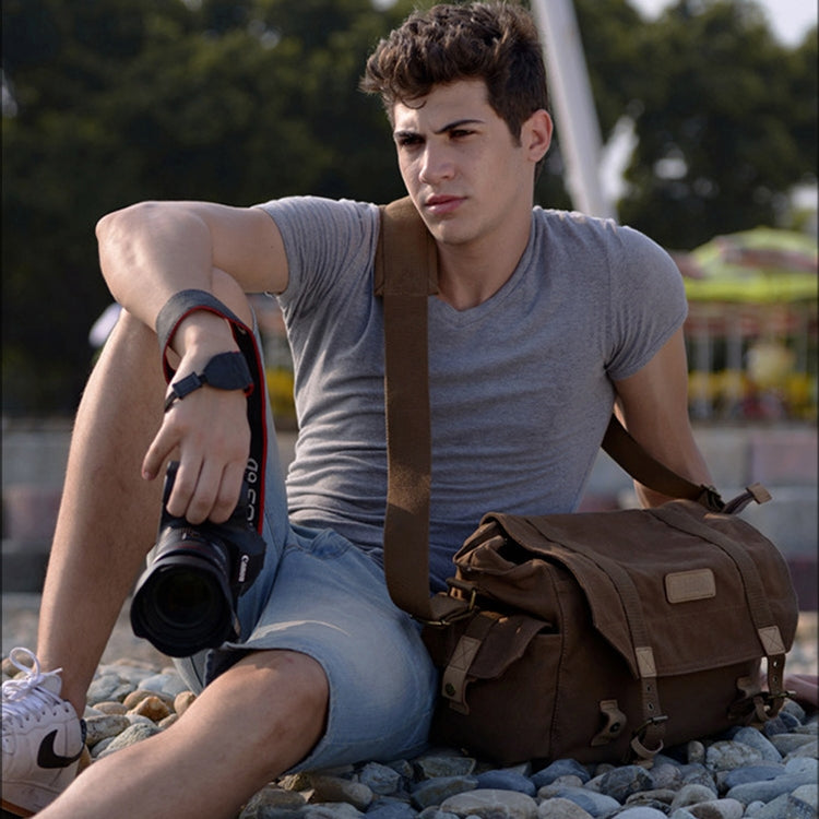 CADeN F1 Canvas Outdoor Leisure One Shoulder Digital Camera Bag( Coffee) - Strap Satchel by CADeN | Online Shopping South Africa | PMC Jewellery