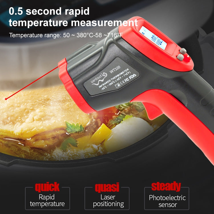 Wintact WT320 -50 Degree C~380 Degree C Handheld Portable Outdoor Non-contact Digital Infrared Thermometer - Thermostat & Thermometer by Wintact | Online Shopping South Africa | PMC TechLife | Buy Now Pay Later Mobicred