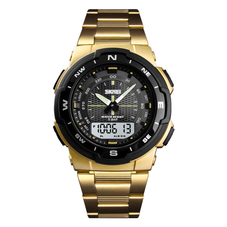 SKMEI 1370 Multifunctional Men Outdoor Sports Noctilucent Waterproof Stainless Steel Digital Wrist Watch (Gold) - Sport Watches by SKMEI | Online Shopping South Africa | PMC Jewellery