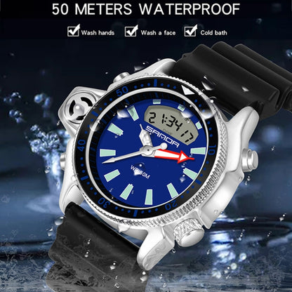 SANDA 3008 Multifunctional Men Outdoor Sports Noctilucent 50m Waterproof Digital Wrist Watch (Black) - Sport Watches by SANDA | Online Shopping South Africa | PMC Jewellery