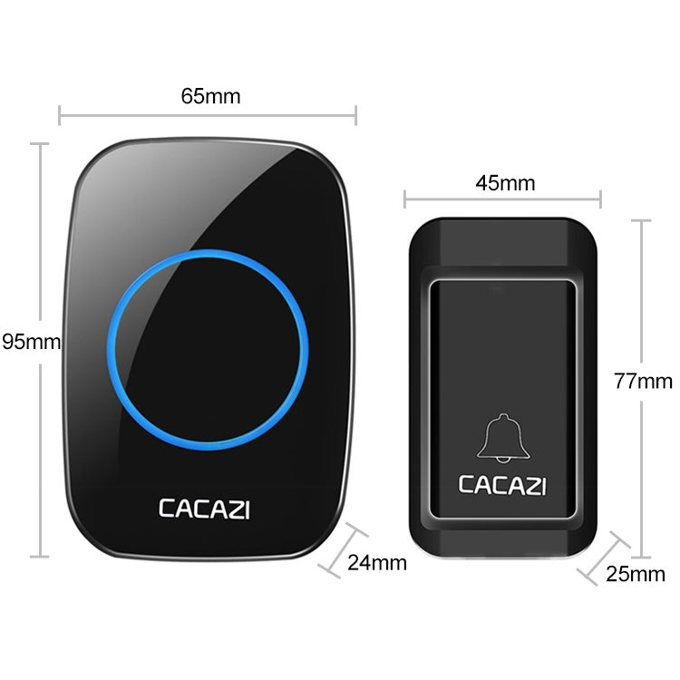 CACAZI A10G One Button Three Receivers Self-Powered Wireless Home Cordless Bell, EU Plug(Black) - Wireless Doorbell by CACAZI | Online Shopping South Africa | PMC Jewellery