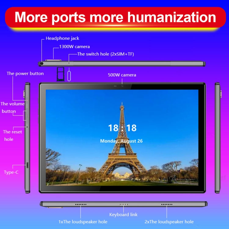 G18 4G Phone Call Tablet PC, 10.1 inch, 4GB+128GB, Android 8.0 MTK6797 Deca Core 2.1GHz, Dual SIM, Support GPS, OTG, WiFi, BT (Grey) - 10.1 inch by PMC Jewellery | Online Shopping South Africa | PMC Jewellery