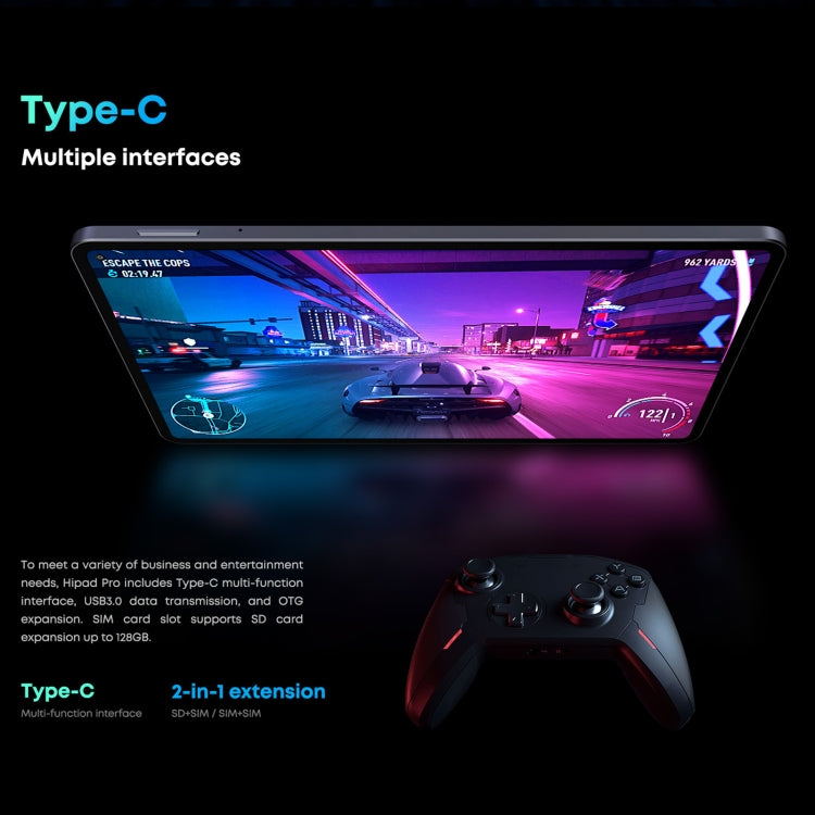CHUWI HiPad Pro 4G LTE Tablet PC, 10.8 inch, 8GB+128GB, Without Keyboard, Android 11, Qualcomm Snapdragon 662 Octa Core up to 2.0GHz, Support Dual SIM & Bluetooth & WiFi & TF Card (Black+Blue) - free shipping - PMC TechLife - Order now!
