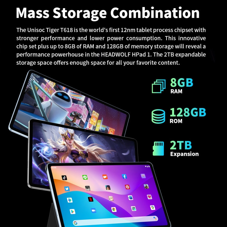 HEADWOLF Hpad1 4G LTE, 10.4 inch, 8GB+128GB, Android 11 Unisoc T618 Octa Core up to 2.0GHz, Support Dual SIM & WiFi & Bluetooth, Global Version with Google Play, US Plug(Blue) - free shipping - PMC TechLife - Order now!