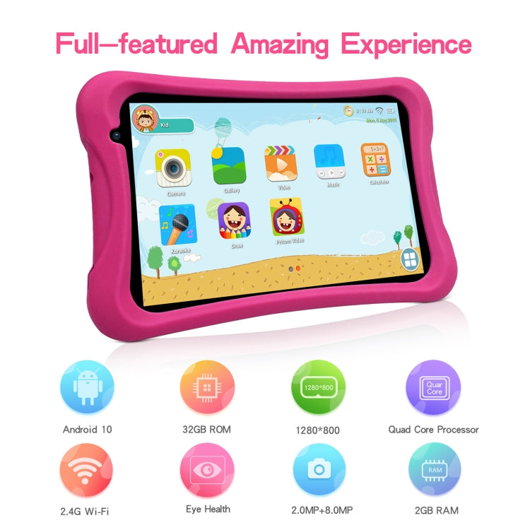 Pritom L8 Kids Tablet PC, 8.0 inch, 2GB+32GB, Android 10 Unisoc SC7731 Quad Core CPU, Support 2.4G WiFi / Bluetooth, Global Version with Google Play, US Plug(Pink) -  by PRITOM | Online Shopping South Africa | PMC Jewellery